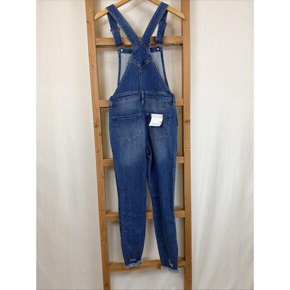 NWT KanCan Blue Distressed Pockets Adjustable Straps Denim Overalls #1427 SZ MD - Picture 8 of 12
